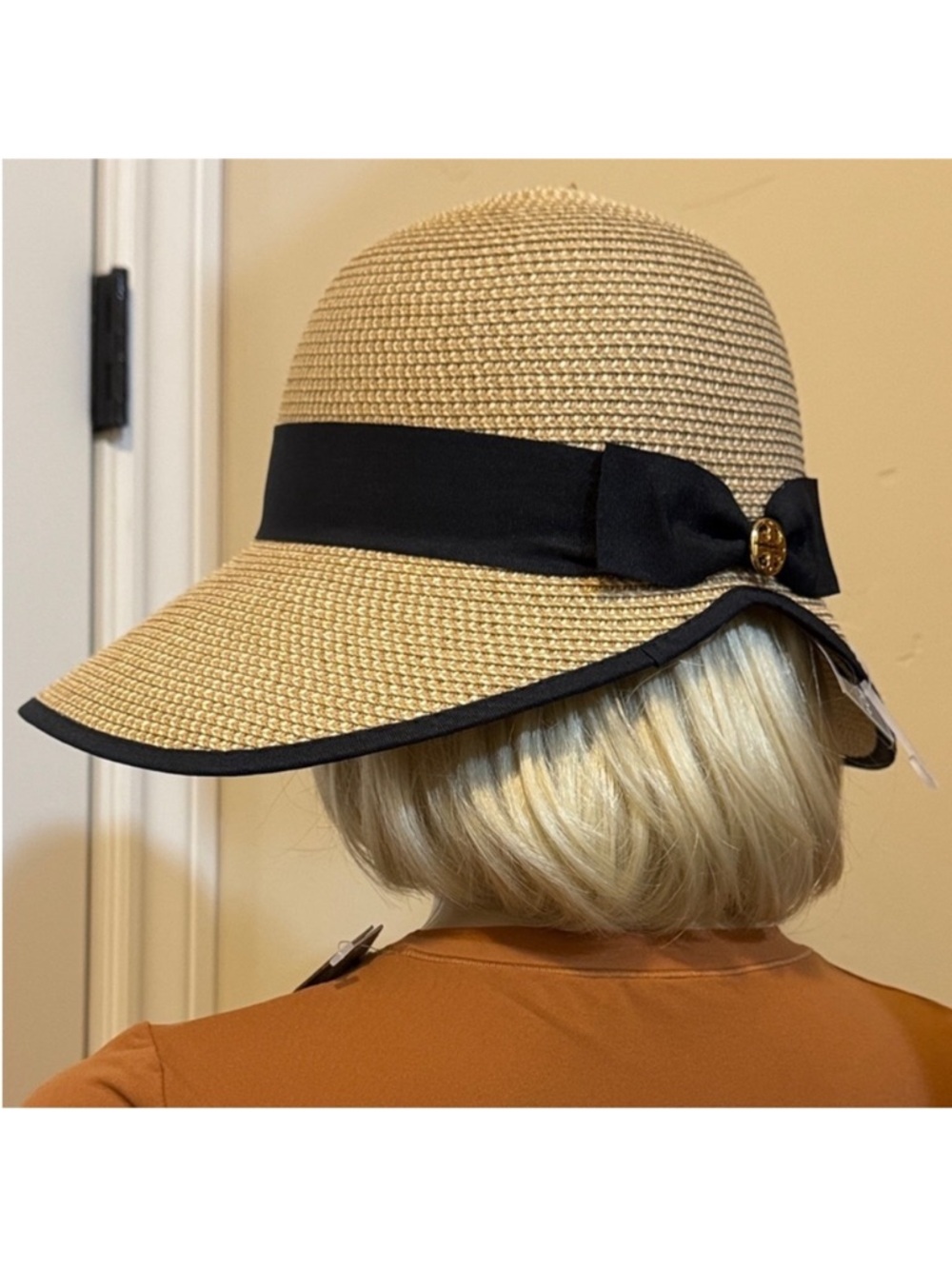 Tory Burch✨ Tan and black Sun Hat one size UPF 50+ - Picture 11 of 15